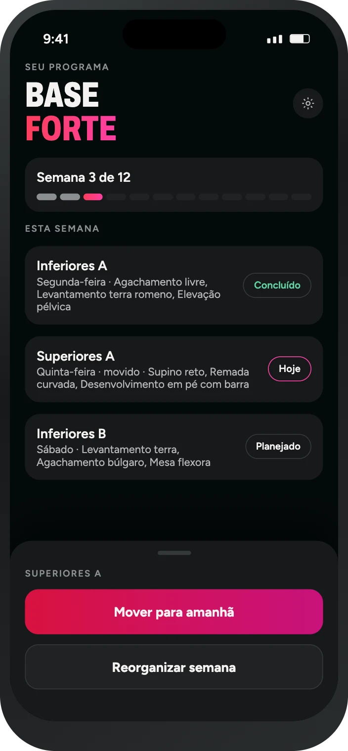 Faltou um dia? Sua semana se ajusta